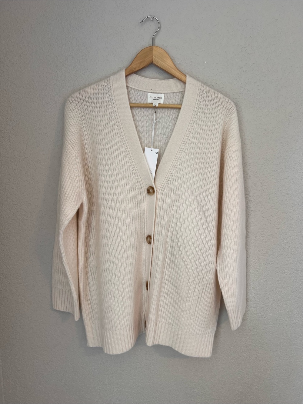 Cozy Earth Cream V-Neck Button Cardigan